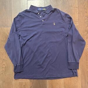 Polo Ralph Lauren Classic Fit Long Sleeve Polo Shirt XXL Navy Blue